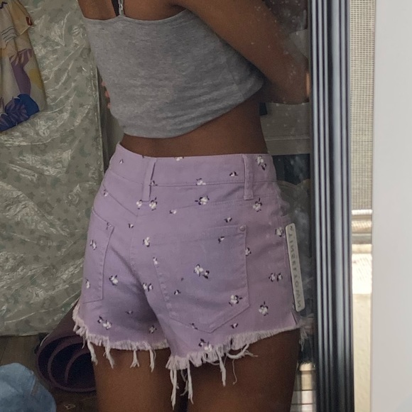 Tinseltown Shorts Tinseltown Mini Floral Lavender Jean Shorts